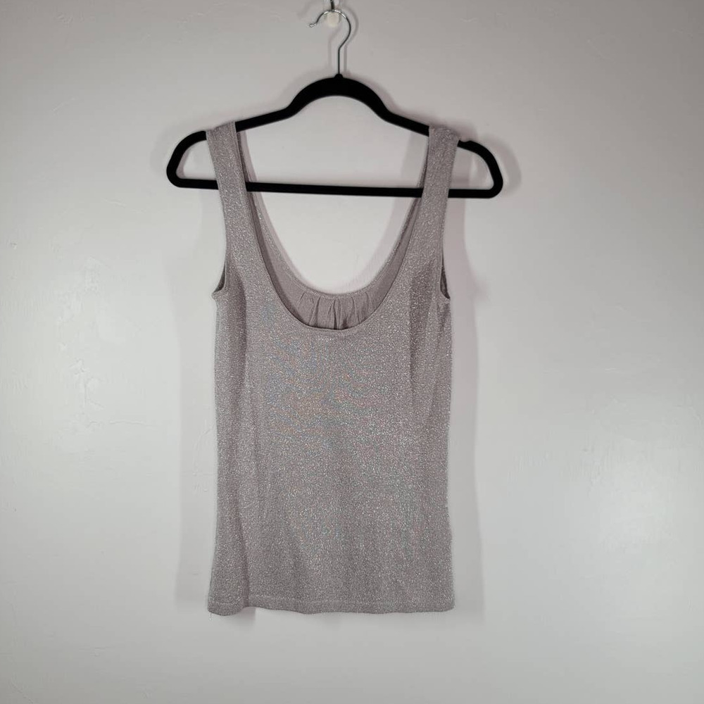 MNG Suit Tank Top Size XS Scoop Neck Sleeve Pullover Style Metallic Gray - Picture 2 of 5